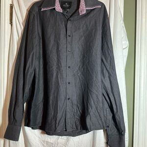 Mille Milano Taglia Women’s XL Button Down Shirt Black Purple Floral Long Sleeve